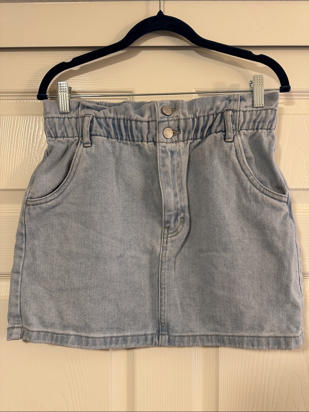 PacSun Light Blue Paperbag Waist Denim Mini Skirt
